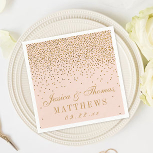 Blush Pink & Gold Confetti Wedding Napkin