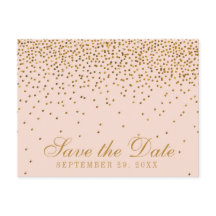 Blush Pink & Gold Confetti Wedding Save The Date
