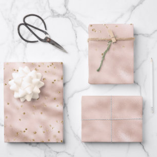 Blush Pink Gold Confetti    Wrapping Paper Sheet