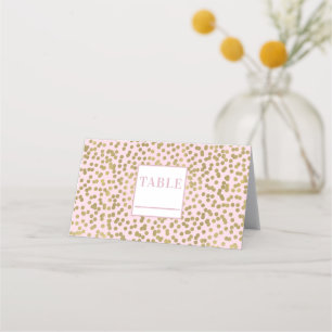 Blush Pink & Gold Dots Confetti Elegant Chic Glam Place Card