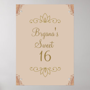 Blush Pink & Gold Elegant Chic Custom Party Banner Poster
