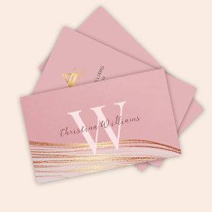 Blush Pink Gold Elegant Modern Minimalist Business Card
