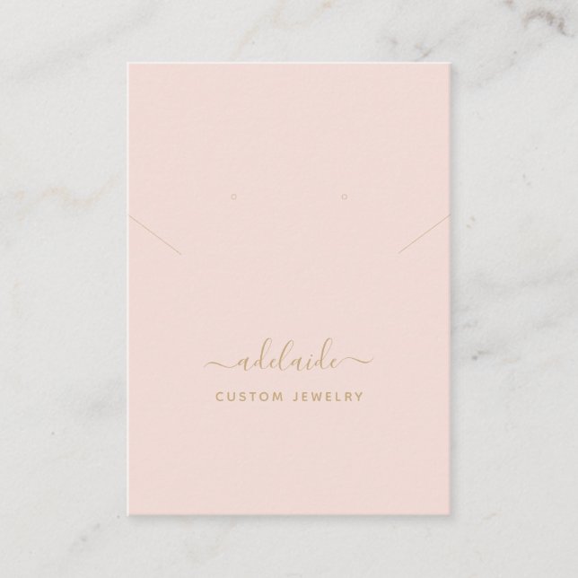 Blush Pink Gold Elegant Necklace Earring Display Business Card (Front)