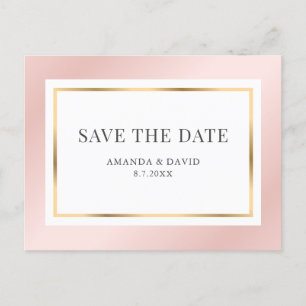 Blush Pink Gold Elegant Wedding Save The Date Announcement Postcard