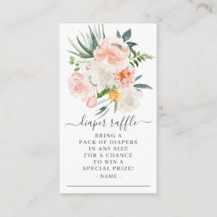 Blush Pink Gold Floral Baby Shower Diaper Raffle Enclosure Card