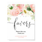 Blush pink gold floral elegant favours sign
