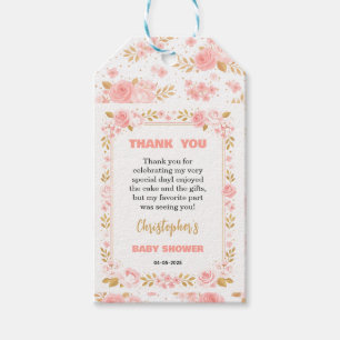 Blush Pink & Gold Floral Girl Baby Shower Gift Tags