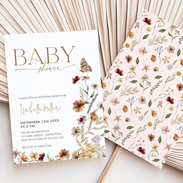 Blush Pink Gold Floral Girl Baby Shower Invitation (Blush Pink Gold Floral Girl Baby Shower Invitation)