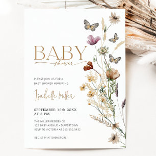 Blush Pink Gold Floral Girl Baby Shower Invitation