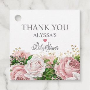 Blush Pink Gold Floral Little Girl Baby Shower  Favour Tags
