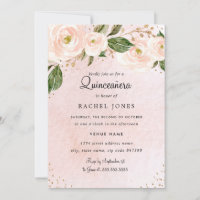 Blush Pink Gold Floral Quinceanera Birthday