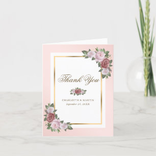Blush Pink Gold Floral Thank You Card