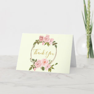 Blush Pink Gold Floral Thank You Card