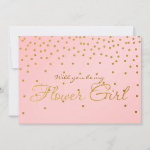 Blush Pink & Gold Foil Confetti FLOWER GIRL card