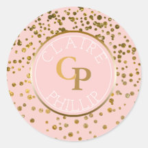 Blush Pink Gold Foil Confetti | Monogram Wedding