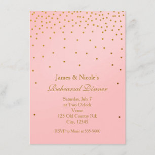 Blush Pink & Gold Foil Dots Rehearsal Invitations