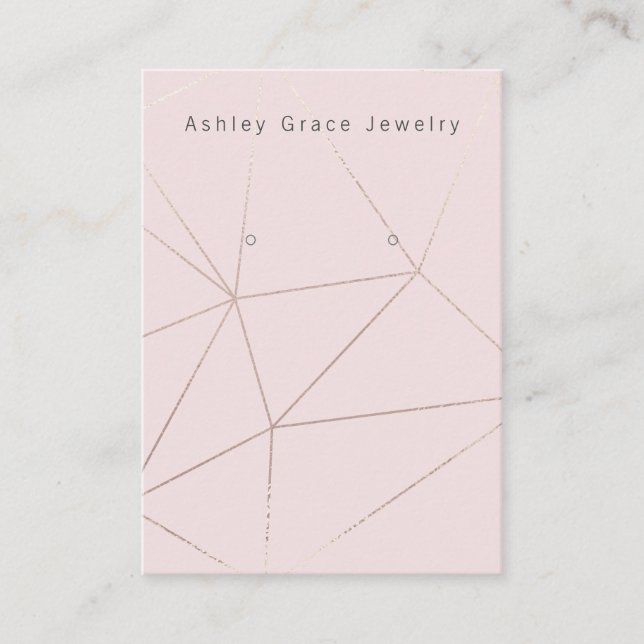 Blush Pink Gold Geometric Earring Card (Front)