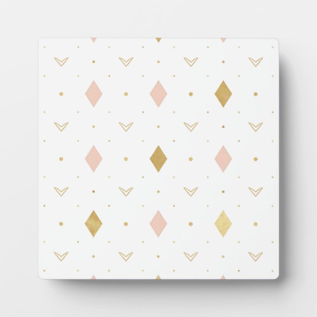 Blush Pink Gold Geometric Pattern Plaque (Front)