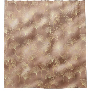 Blush Pink Gold Ginkgo Leaves Elegant Botanical 10 Shower Curtain