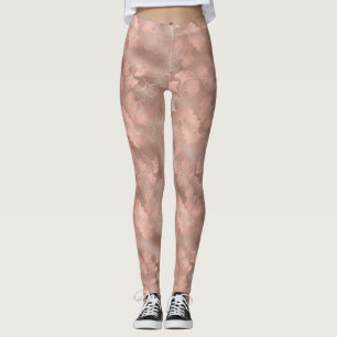 Blush Pink Gold Ginkgo Leaves Elegant Botanical 4 Leggings