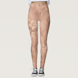 Blush Pink Gold Ginkgo Leaves Elegant Botanical 8 Leggings