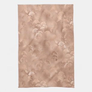 Blush Pink Gold Ginkgo Leaves Elegant Botanical 8 Tea Towel