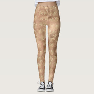 Blush Pink Gold Ginkgo Leaves Elegant Botanical 9 Leggings