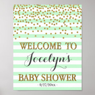 Blush Pink Gold Girl Baby Shower Welcome Sign