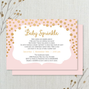 Blush pink gold girl baby sprinkle invite, baby #2 invitation