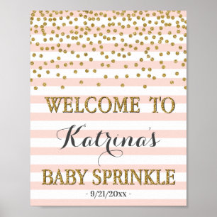 Blush Pink Gold Girl Baby Sprinkle Welcome Sign