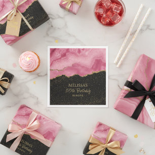 Blush Pink Gold Glitter Abstract Watercolor Marble Napkin