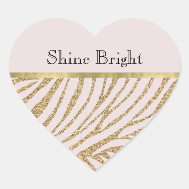 Blush Pink Gold Glitter Birthday Heart Sticker (Front)