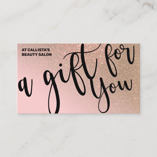 Blush Pink Gold Glitter Gift Certificate (Front)