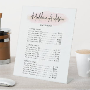 Blush Pink Gold Glitter Hairstylist Salon Pedestal Sign