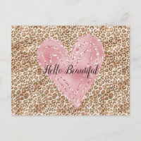 Blush Pink Gold Glitter Heart Leopard Print