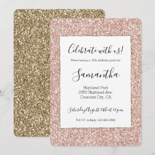 Blush Pink Gold Glitter Invitation