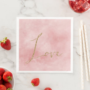 Blush Pink Gold Glitter Love Napkin