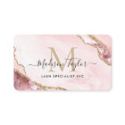 Blush Pink Gold Glitter Marble Agate Monogram QR