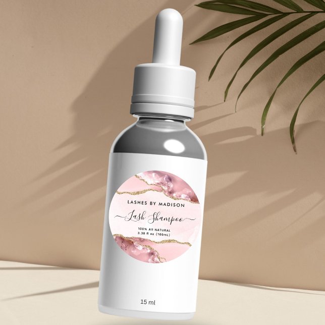 Blush Pink Gold Glitter Marble Agate Product Label (Creator Uploaded)