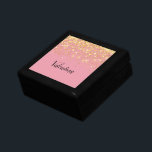 Blush Pink Gold Glitter Monogram Name Girly Gift Box<br><div class="desc">Feminine pink background with gold glitter overlay. Black trendy script text.</div>