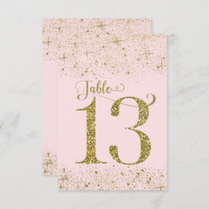 Blush Pink Gold Glitter Table Numbers Number 13