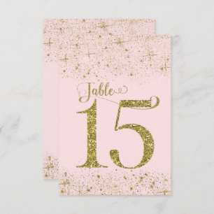 Blush Pink Gold Glitter Table Numbers Number 15