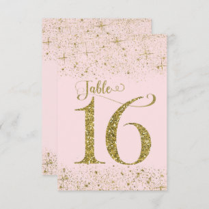 Blush Pink Gold Glitter Table Numbers Number 16