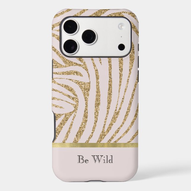 Blush Pink Gold Glitter Zebra   (Back)