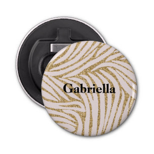 Blush Pink Gold Glitter Zebra Bottle Opener