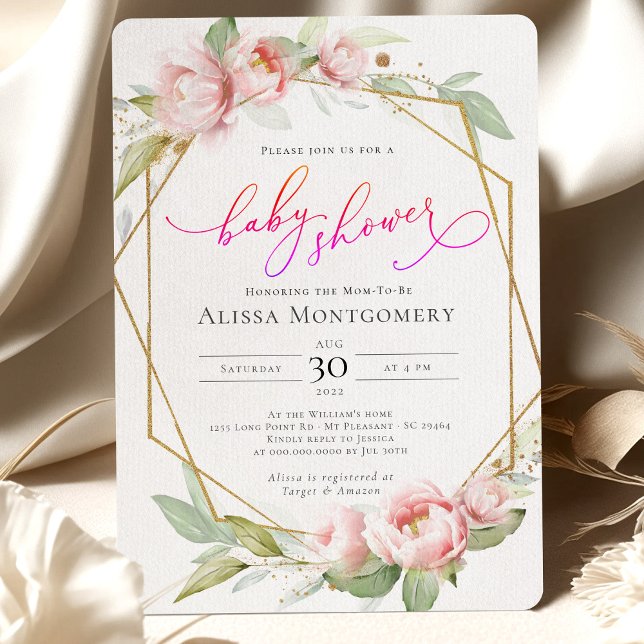 Blush Pink Gold Greenery Baby Shower Invitation (Creator Uploaded)