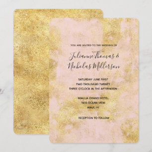 Blush Pink Gold Grunge Wedding Invites