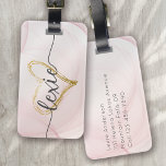 Blush Pink Gold Heart Calligraphy Luggage Tag<br><div class="desc">Liven up your luggage with this personalised design that's perfect for travellers</div>
