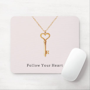 Blush Pink Gold Heart Chain  Mouse Pad