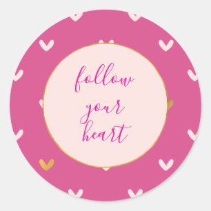 Blush & Pink Gold Hearts Classic Round Sticker
